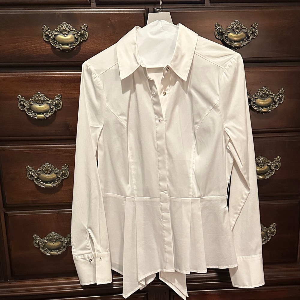 White House Black Market Cream Button Down Shirt